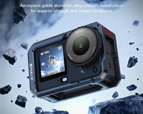 For DJI Osmo Action 6 PULUZ Metal Dual-Opening Camera Cage Expandable Frame with Silicone Lens Cap