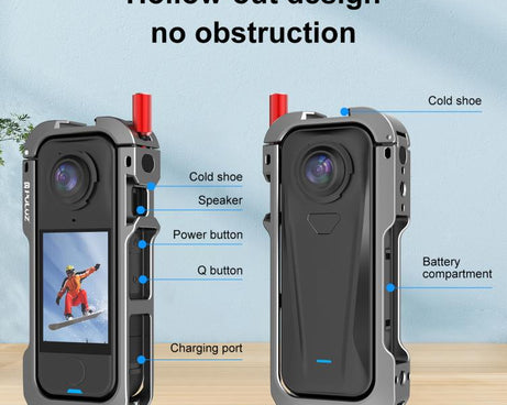 For Insta360 X4 Air PULUZ Metal Protective Cage Expansion Frame with Cold Shoe Bases & Lens Cover, For Insta360 X4 Air Lens Cover
