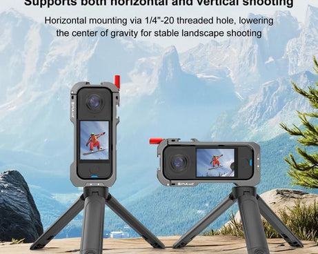For Insta360 X4 Air PULUZ Metal Protective Cage Expansion Frame with Cold Shoe Bases & Lens Cover, For Insta360 X4 Air Lens Cover
