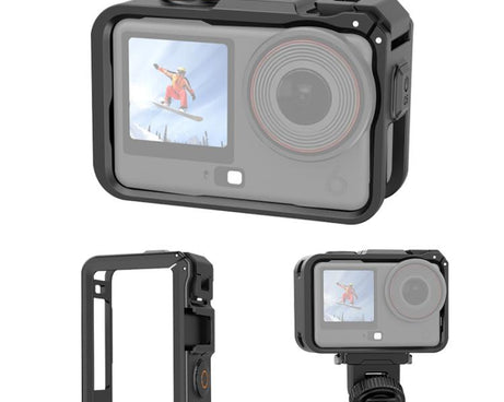 For DJI Osmo Action 6 PULUZ Plastic Cage Vertical-Horizontal Expansion Adapter Frame with Cold Shoe, Plastic Cage