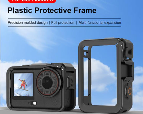 For DJI Osmo Action 6 PULUZ Plastic Cage Vertical-Horizontal Expansion Adapter Frame with Cold Shoe, Plastic Cage