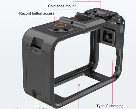 For DJI Osmo Action 6 PULUZ Plastic Cage Vertical-Horizontal Expansion Adapter Frame with Cold Shoe, Plastic Cage