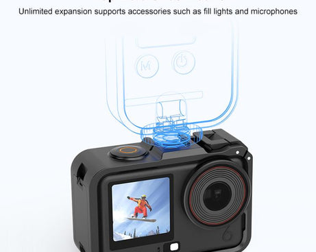 For DJI Osmo Action 6 PULUZ Plastic Cage Vertical-Horizontal Expansion Adapter Frame with Cold Shoe, Plastic Cage