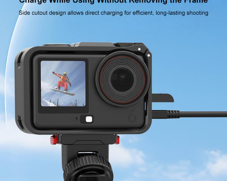 For DJI Osmo Action 6 PULUZ Plastic Cage Vertical-Horizontal Expansion Adapter Frame with Cold Shoe, Plastic Cage