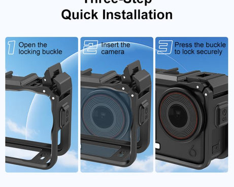 For DJI Osmo Action 6 PULUZ Plastic Cage Vertical-Horizontal Expansion Adapter Frame with Cold Shoe, Plastic Cage