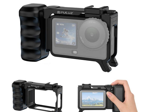 For DJI Osmo Action 6 PULUZ Street Photography Handle Ergonomic Hand Grip Cage Frame with Cold Shoe, Street Photography Handle
