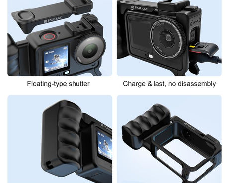 For DJI Osmo Action 6 PULUZ Street Photography Handle Ergonomic Hand Grip Cage Frame with Cold Shoe, Street Photography Handle