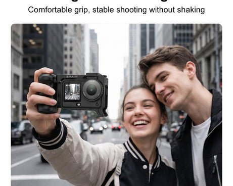 For DJI Osmo Action 6 PULUZ Street Photography Handle Ergonomic Hand Grip Cage Frame with Cold Shoe, Street Photography Handle