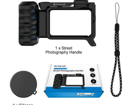 For DJI Osmo Action 6 PULUZ Street Photography Handle Ergonomic Hand Grip Cage Frame with Cold Shoe, Street Photography Handle