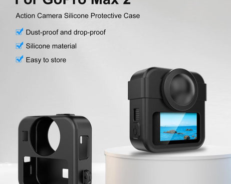 For GoPro MAX2 PULUZ Body Silicone Protective Case with Dual Lens Caps Cover & Strap, Body Case with Dual Lens Cap