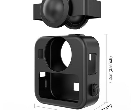 For GoPro MAX2 PULUZ Body Silicone Protective Case with Dual Lens Caps Cover & Strap, Body Case with Dual Lens Cap