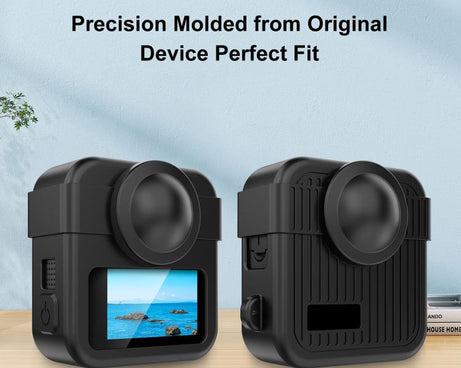 For GoPro MAX2 PULUZ Body Silicone Protective Case with Dual Lens Caps Cover & Strap, Body Case with Dual Lens Cap