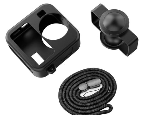 For GoPro MAX2 PULUZ Body Silicone Protective Case with Dual Lens Caps Cover & Strap, Body Case with Dual Lens Cap