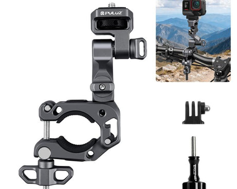 PULUZ Panoramic & Action Cameras Professional 3-Way Gimbal Motorcycles Bicycles Handlebar Aluminium Alloy Mount, Handlebar Aluminium Alloy Mount