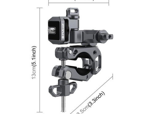 PULUZ Panoramic & Action Cameras Professional 3-Way Gimbal Motorcycles Bicycles Handlebar Aluminium Alloy Mount, Handlebar Aluminium Alloy Mount