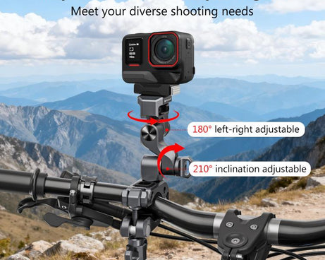 PULUZ Panoramic & Action Cameras Professional 3-Way Gimbal Motorcycles Bicycles Handlebar Aluminium Alloy Mount, Handlebar Aluminium Alloy Mount
