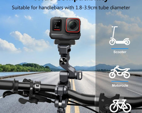 PULUZ Panoramic & Action Cameras Professional 3-Way Gimbal Motorcycles Bicycles Handlebar Aluminium Alloy Mount, Handlebar Aluminium Alloy Mount