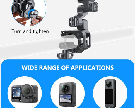 PULUZ Panoramic & Action Cameras Professional 3-Way Gimbal Motorcycles Bicycles Handlebar Aluminium Alloy Mount, Handlebar Aluminium Alloy Mount