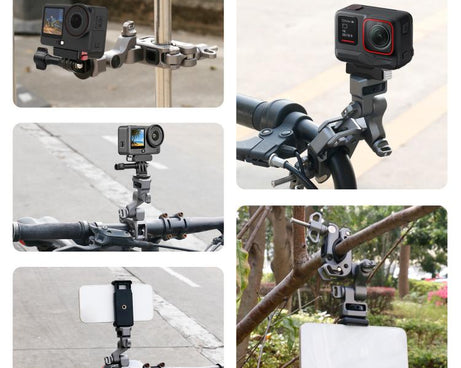 PULUZ Panoramic & Action Cameras Professional 3-Way Gimbal Motorcycles Bicycles Handlebar Aluminium Alloy Mount, Handlebar Aluminium Alloy Mount