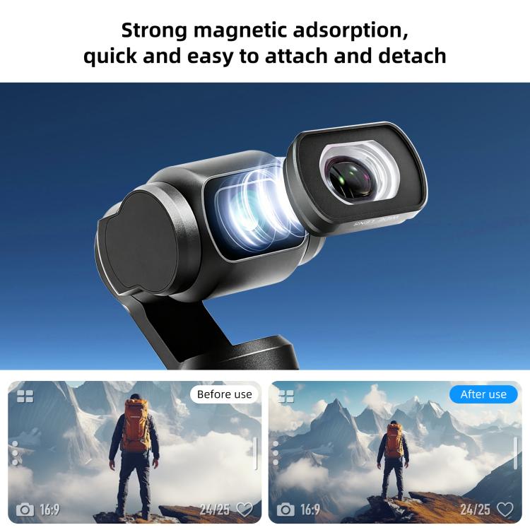 For DJI Osmo Pocket 4 / 3 Magnetic Wide-Angle Lens 112 Degree FOV Filter