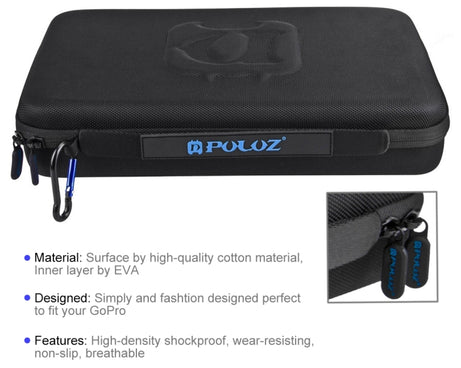 PULUZ Waterproof Carrying and Travel Case for GoPro, Insta360, DJI and Other Action Cameras Accessories, Large Size: 32cm x 22cm x 7cm, For GoPro, Large Size: 32cm x 22cm x 7cm