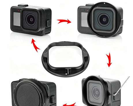 PULUZ 58mm UV Lens Filter Adapter Ring for GoPro MISSION 1 / 1 PRO, with Lens Cover, Filter Adapter Ring
