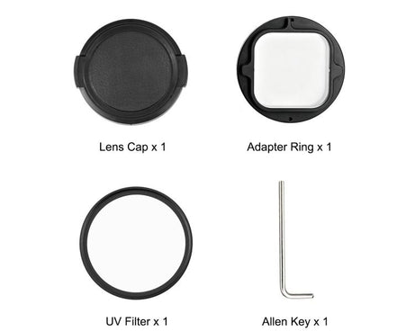 PULUZ 58mm UV Lens Filter Adapter Ring for GoPro MISSION 1 / 1 PRO, with Lens Cover, Filter Adapter Ring