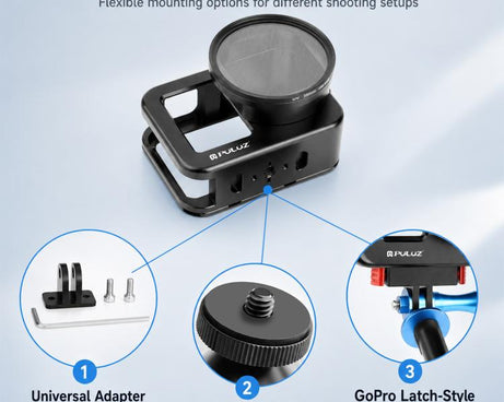 PULUZ  Aluminum Alloy Protective Cage with 58mm UV Lens & Lens Cover for GoPro MISSION 1 / 1 PRO, Protective Cage