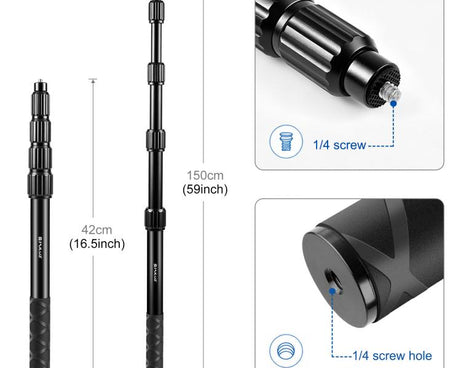 PULUZ Cycling Quick Release Bracket with 150cm Locking Selfie Stick Set, 2 x Dual-heads Crabs Clamps Handlebar Fixed Mount, Locking Selfie Stick