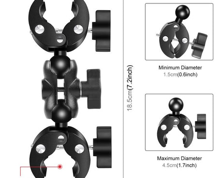 PULUZ Cycling Quick Release Bracket with 150cm Locking Selfie Stick Set, 2 x Dual-heads Crabs Clamps Handlebar Fixed Mount, Locking Selfie Stick