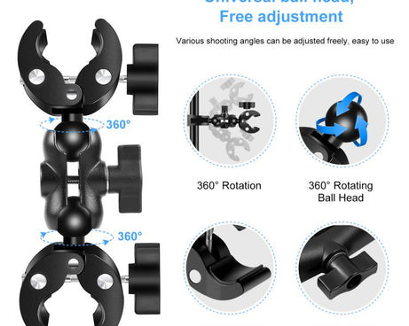 PULUZ Cycling Quick Release Bracket with 150cm Locking Selfie Stick Set, 2 x Dual-heads Crabs Clamps Handlebar Fixed Mount, Locking Selfie Stick