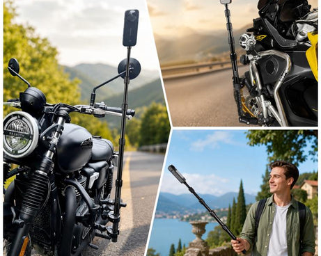 PULUZ Cycling Quick Release Bracket with 150cm Locking Selfie Stick Set, 2 x Dual-heads Crabs Clamps Handlebar Fixed Mount, Locking Selfie Stick