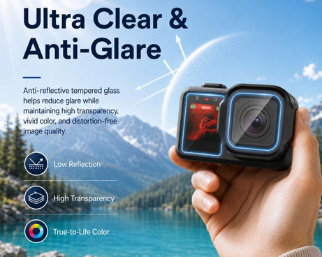 PULUZ Lens + LCD Display 9H 2.5D Tempered Glass Film for GoPro MISSION 1 / 1 Pro, For MISSION 1 / 1 PRO