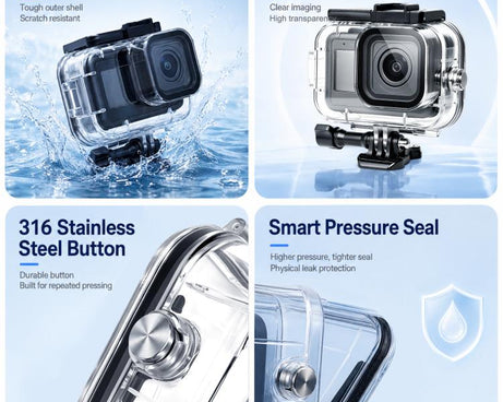 For GoPro MISSION 1 / 1 PRO PULUZ 60m Waterproof Housing Diving Protective Case with Anti-fog Sheets, For GoPro MISSION 1 / 1 PRO