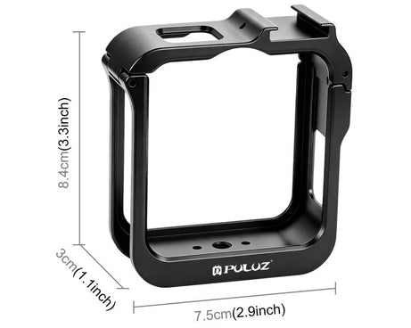 For GoPro MAX2 PULUZ Metal Camera Cage Frame with Cold Shoe & Adapter, Metal Camera Cage