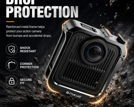 For GoPro MAX2 PULUZ Metal Camera Cage Frame with Cold Shoe & Adapter, Metal Camera Cage