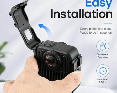 For GoPro MAX2 PULUZ Metal Camera Cage Frame with Cold Shoe & Adapter, Metal Camera Cage
