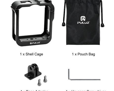 For GoPro MAX2 PULUZ Metal Camera Cage Frame with Cold Shoe & Adapter, Metal Camera Cage