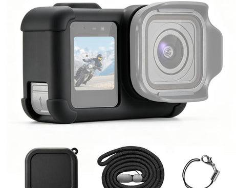 For GoPro MISSION 1 / 1 PRO PULUZ Body Silicone Protective Case with Lens Cover & Strap, For GoPro MISSION 1 / 1 PRO Silicone Case