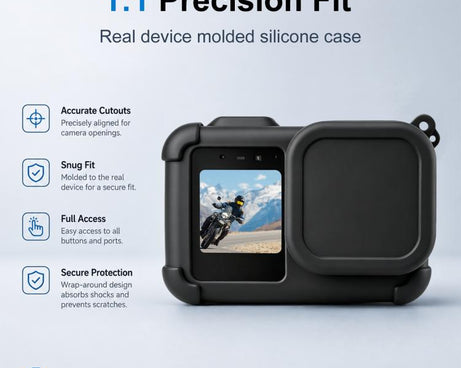 For GoPro MISSION 1 / 1 PRO PULUZ Body Silicone Protective Case with Lens Cover & Strap, For GoPro MISSION 1 / 1 PRO Silicone Case