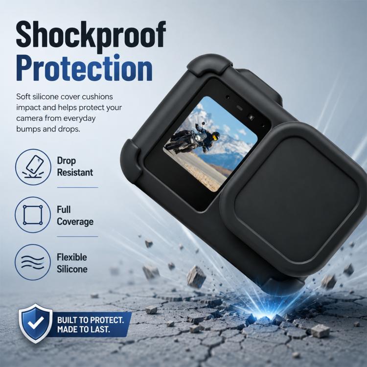 For GoPro MISSION 1 / 1 PRO PULUZ Body Silicone Protective Case with Lens Cover & Strap, For GoPro MISSION 1 / 1 PRO Silicone Case