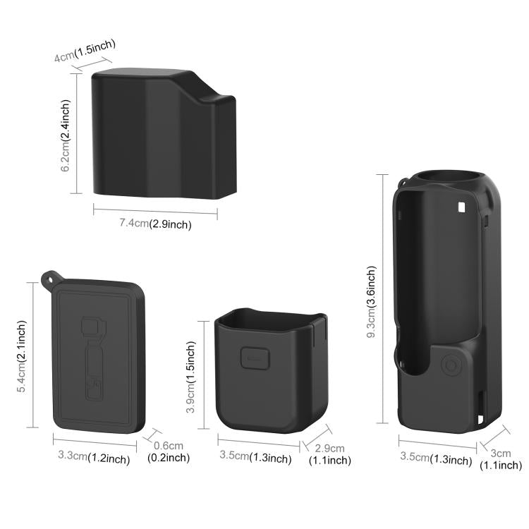 For DJI Osmo Pocket 4P PULUZ 5 in 1 Body Lens Handle Screen Silicone Cover with Anti-loss Rope