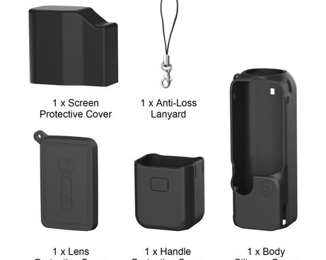 For DJI Osmo Pocket 4P PULUZ 5 in 1 Body Lens Handle Screen Silicone Cover with Anti-loss Rope