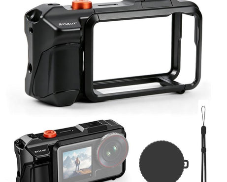 For DJI Osmo Action 5 Pro PULUZ Metal Camera Cage Expansion Adapter with Handle Grip & Lens Cap & Cold Shoes, For DJI Osmo Action 5 Pro