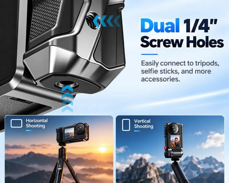 For DJI Osmo Action 5 Pro PULUZ Metal Camera Cage Expansion Adapter with Handle Grip & Lens Cap & Cold Shoes, For DJI Osmo Action 5 Pro