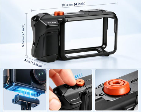 For DJI Osmo Action 5 Pro PULUZ Metal Camera Cage Expansion Adapter with Handle Grip & Lens Cap & Cold Shoes, For DJI Osmo Action 5 Pro