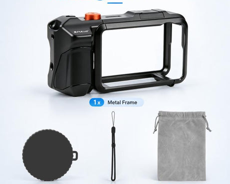 For DJI Osmo Action 5 Pro PULUZ Metal Camera Cage Expansion Adapter with Handle Grip & Lens Cap & Cold Shoes, For DJI Osmo Action 5 Pro