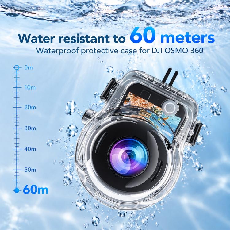 For DJI Osmo 360 / 360 II PULUZ 60m Waterproof Hosing Sealed Diving Case, For DJI Osmo 360 / 360 II