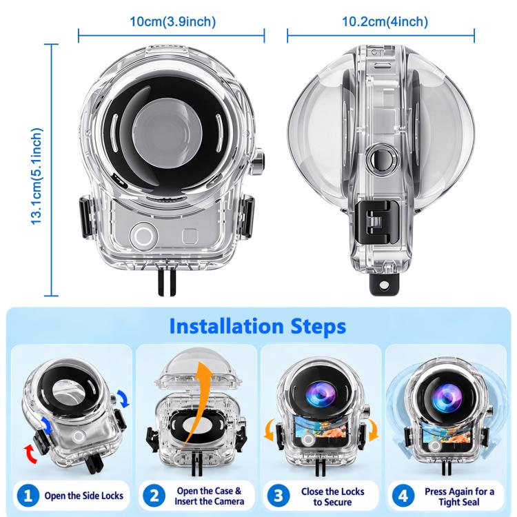 For DJI Osmo 360 / 360 II PULUZ 60m Waterproof Hosing Sealed Diving Case, For DJI Osmo 360 / 360 II