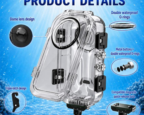 For Insta360 X6 PULUZ 60M / 196FT Underwater Waterproof Housing Invisible Magnetic Quick-Release Diving Case, Magnetic Quick-Release Waterproof Housing